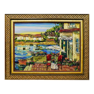 Maya Eventov "A Patio Scape" Framed Original Acrylic Flowers Hand Signed 681806