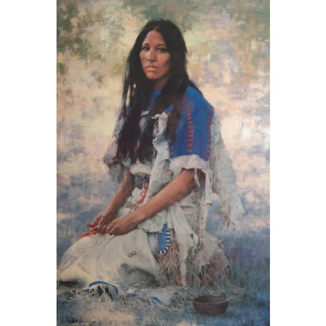 Howard Terpning's "Woman of the Sioux," a 1982 limited edition offset lithograph published by The Greenwich Workshop. It...