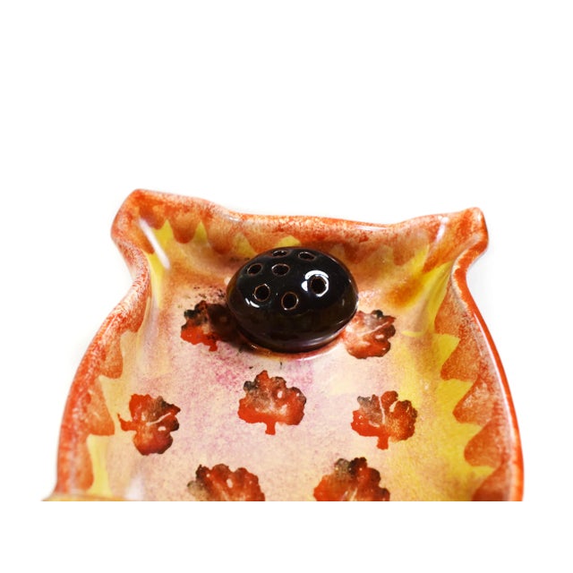 Red Handmade Italica Ars Fatto E Mano Italy Hors d'Oeuvres Pottery Dish with Picks Holder For Sale - Image 8 of 10