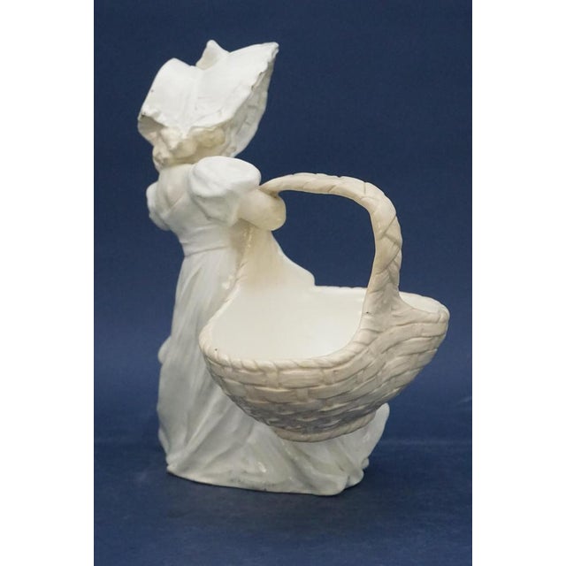 Art Nouveau Ceramic Figurine of Little Girl with Hat and Large Basket by Lefont for Goldscheider, Vienna, Austria, Late 1800s For Sale - Image 5 of 18