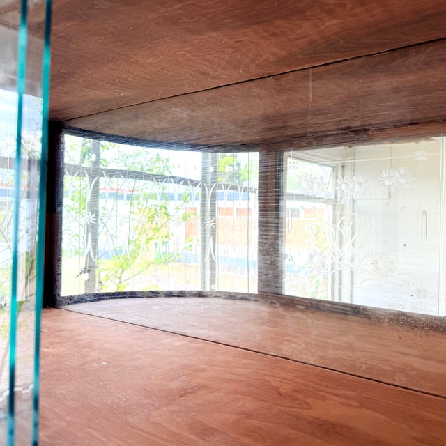 Art Deco Style Wall-Mounted Display Cabinet with Floral Engraving, 1950s For Sale - Image 10 of 15