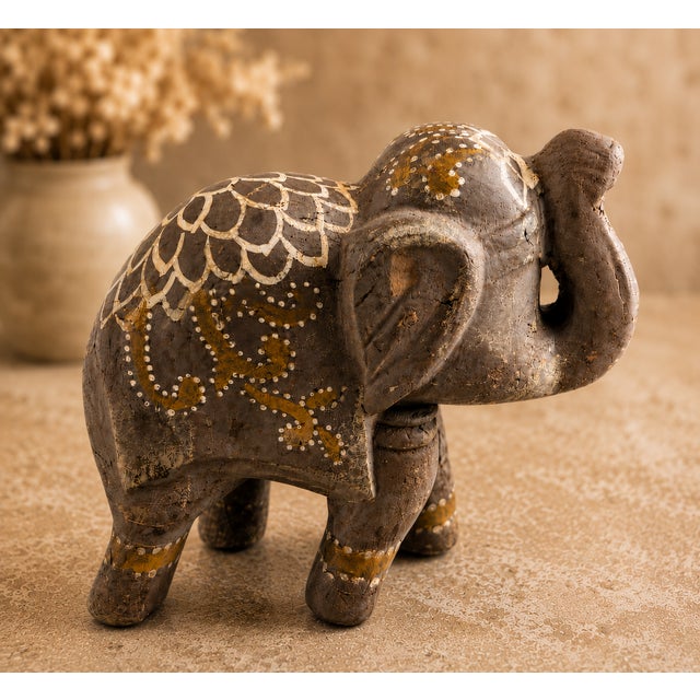 Discover the charm of our Vintage 1990s Apropos Ceramic Elephant, a unique piece of folk art decor that adds a touch of...