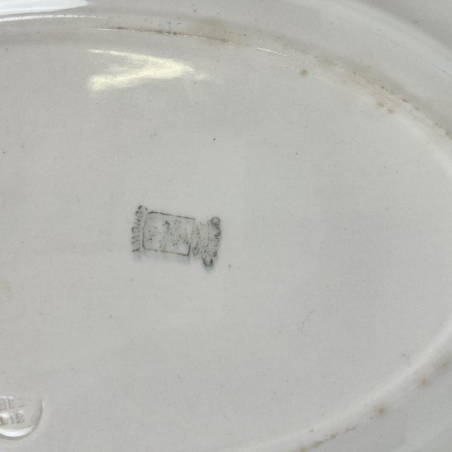 Early 20th Century Oval Platter with Pink and Green Garland Pattern from Longwy For Sale - Image 9 of 12