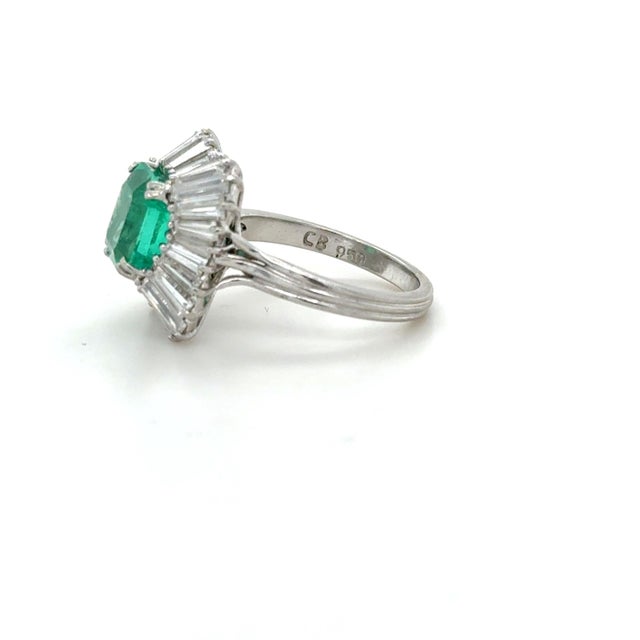 1960s 1960s Carl Bucherer, Emerald and Diamond Ballerina Ring, Size 6 For Sale - Image 5 of 5
