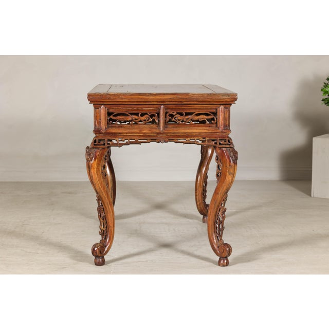 Asian Late Qing Dynasty Hardwood Hall Table with Dragon Carvings and Lacquer Patina For Sale - Image 3 of 12