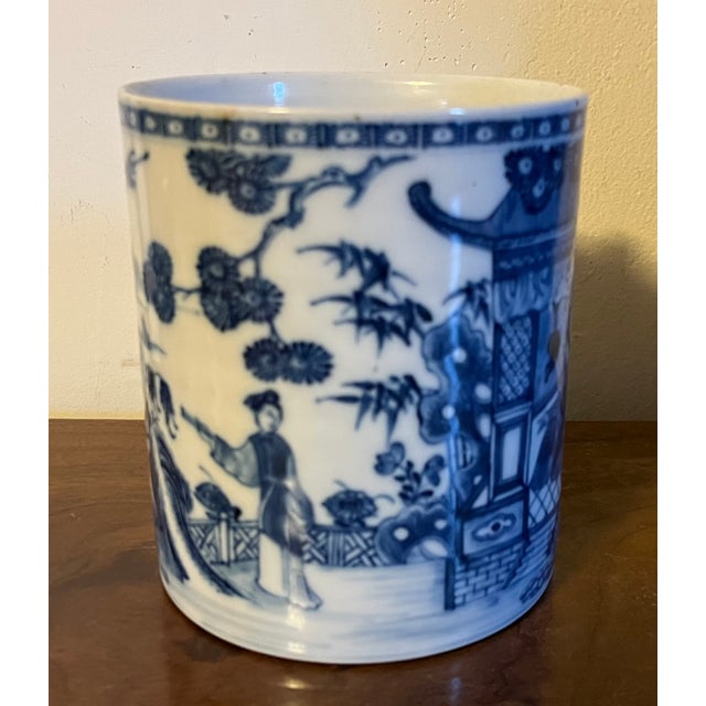 18th Century Large Antique 18th Century Chinese Export Blue & White Porcelain Tankard Mug For Sale - Image 5 of 12