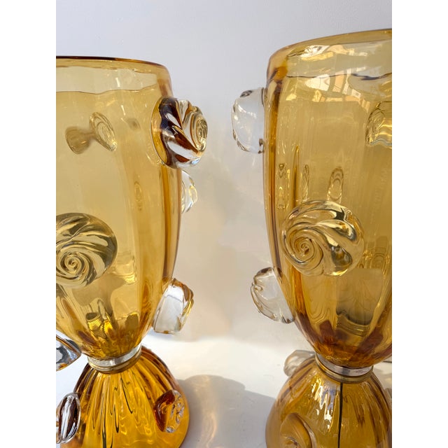 Glass Contemporary Pair of Murano Glass Vase Macaroons Lamps, Italy For Sale - Image 7 of 12