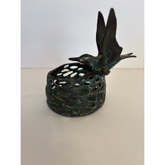 1950s Art Deco Hummingbird Candle Holder For Sale - Image 4 of 7