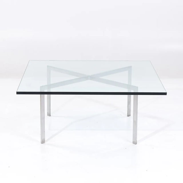 Mies van der Rohe for Knoll Barcelona Mid Century Coffee Table This coffee table measures: 40 wide x 40 deep x 17 inches...