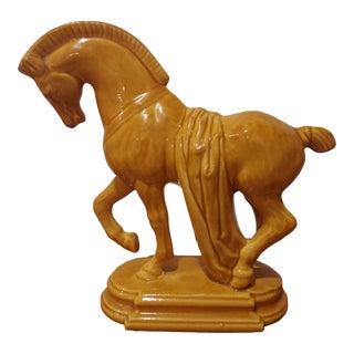 Mid 20th Century Ceramic Greek Horse Statue For Sale