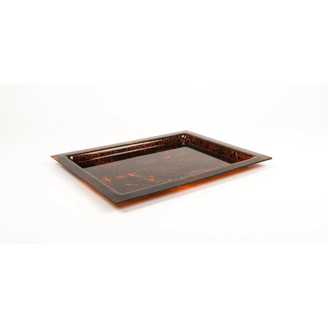 Serving Tray in Effect Tortoiseshell Acrylic Glass in the style of Christian Dior, Italy, 1970s For Sale - Image 6 of 12