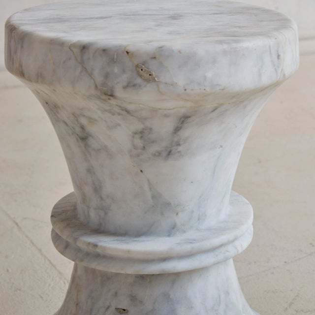 Stone Petite Italian White Carrara Marble Stool, Italy 20th Century For Sale - Image 7 of 11