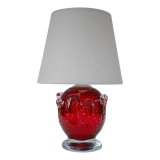 Bright Red Crystal Glass Lamp by Börne Augustsson for Åseda, Sweden For Sale