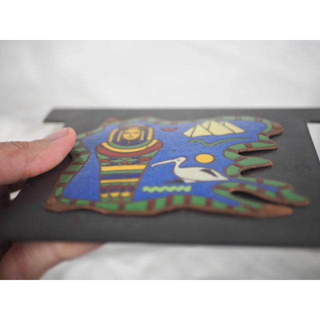 1970s 1970s Wall Enamel on Copper With Egyptian Pattern For Sale - Image 5 of 11