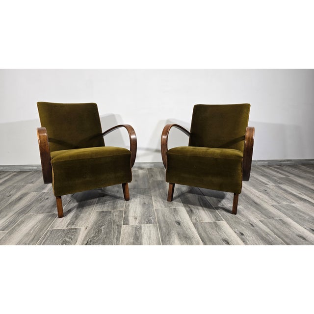 Mid-Century Modern Vintage Armchairs from Jindrich Halabala, 1940s, Set of 2 For Sale - Image 3 of 12