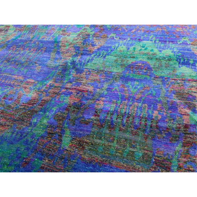 Abstract Expressionism Hand Knotted Silk Rug. 8'x 10' For Sale - Image 3 of 18