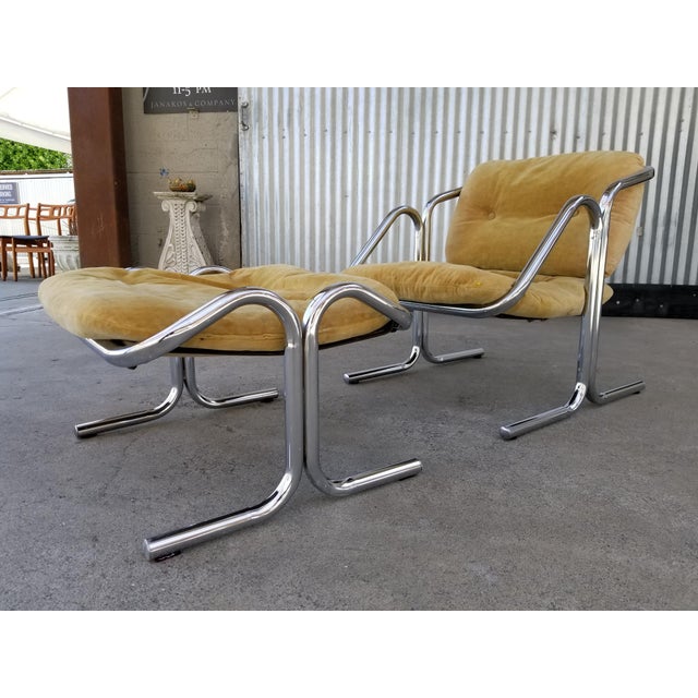 Jerry Johnson Chrome Lounge Chair Ottoman A Pair Chairish
