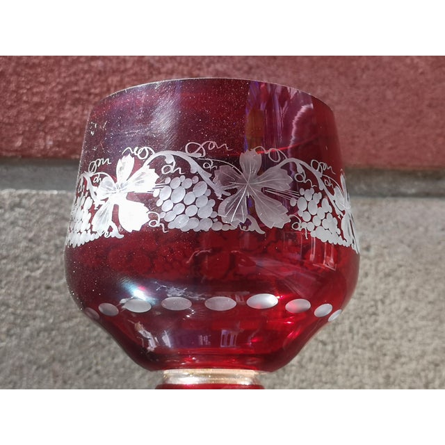 Red Bohemian Ruby Red Crystal Footed Vase For Sale - Image 8 of 9