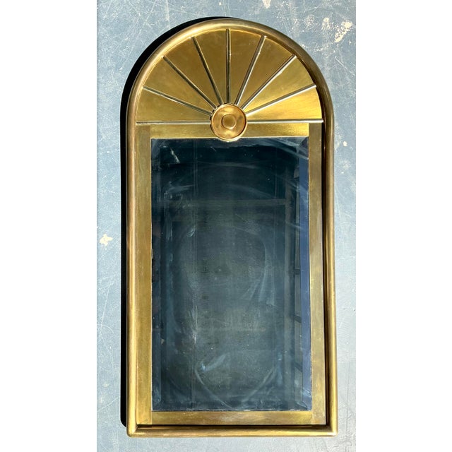 Mid-Century Modern Vintage Boho Arched Brass Mirror After Mastercraft For Sale - Image 3 of 5