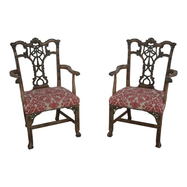 Pair Hickory Chair Georgian Style Painted Armchairs For Sale