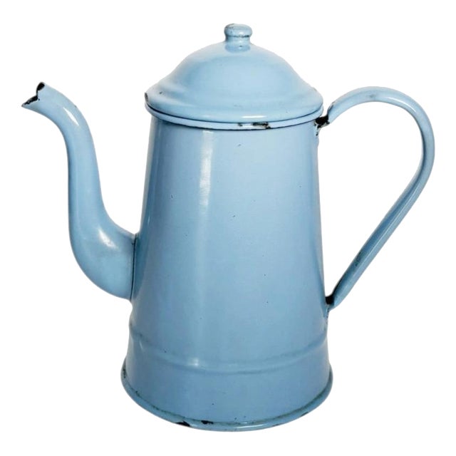 Enameled Iron Coffee Pot, France, 1960s For Sale