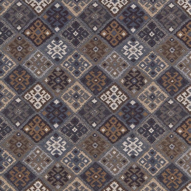 Contemporary Sample - Schumacher Kilim Weave Fabric in Denim For Sale - Image 3 of 3