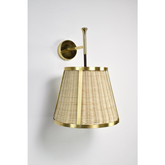 Brass Caeli-W4 Brass and Rattan Sconce, Jas For Sale - Image 8 of 12