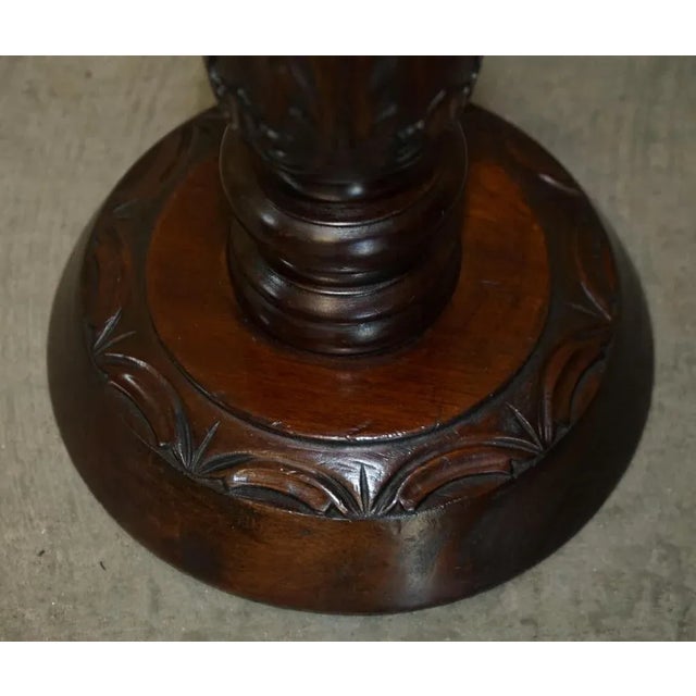Vintage English Carved Hardwood Pedestal, 1900 For Sale - Image 9 of 12