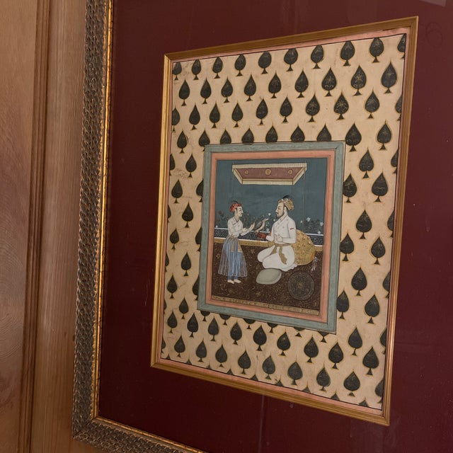 Antique Indian hand painted manuscript page in custom frame, Jaipur India. Shahnamah. The book of kings. Not on back from...