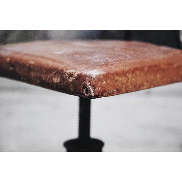 American Industrial Leather Swivel Chair, 1930s For Sale - Image 6 of 9