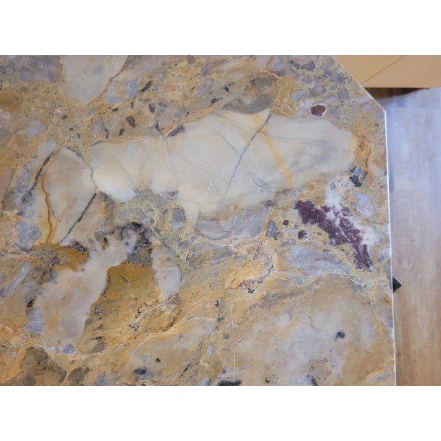 Metal Al Capone’s Renaissance Revival Marble & Iron Side Table — 1920s Estate Coa For Sale - Image 7 of 10