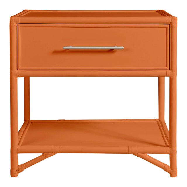 Olympia One-Drawer Nightstand in Citrus Orange For Sale