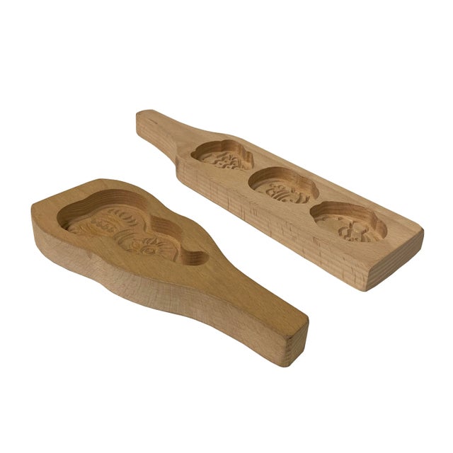 2 Pieces Wood Santa Tree Gourd Pattern Cake Soap Mold Board For Sale - Image 4 of 6