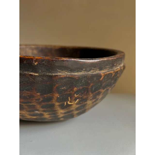 Wood Vintage African Wooden Milk Bowl No1 For Sale - Image 7 of 7