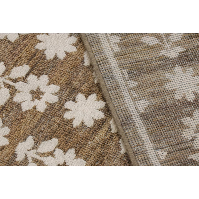Textile Rug & Kilim’s Modern Block Print Rug in Brown with White Floral Patterns - 10x14 For Sale - Image 7 of 7