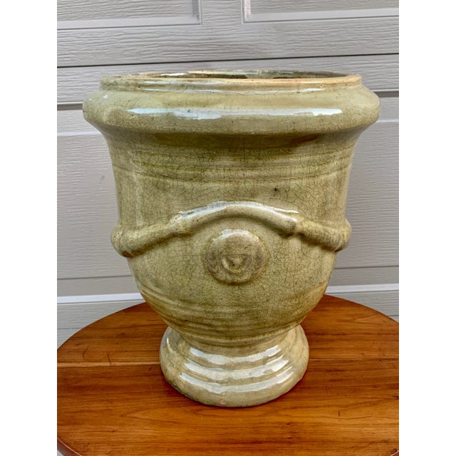 French Provincial Glazed Earthenware Pedestal Planter For Sale - Image 10 of 12