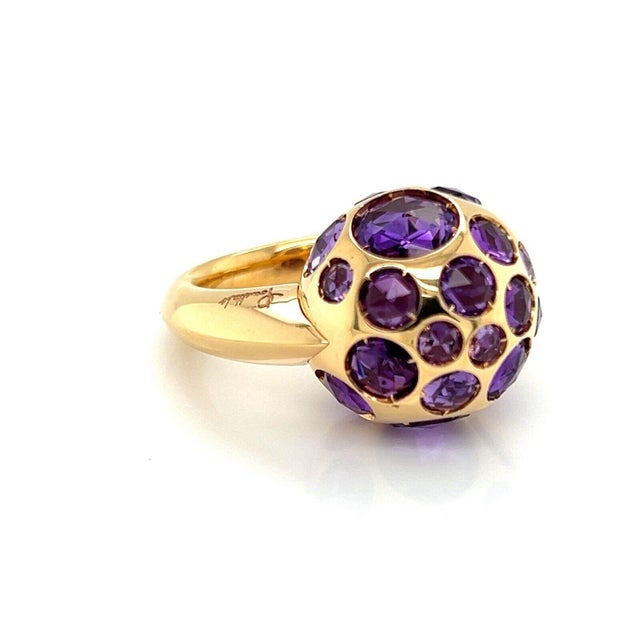 Metal Pomellato Amethyst 18k Rose Gold Harem Cocktail Ring - Size 6.5 For Sale - Image 7 of 12