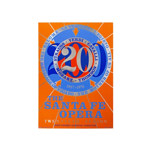 A 1976 serigraph poster, titled The Santa Fe Opera, by American artist Robert Indiana (1928-2018). The background of this...