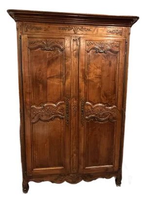19th Century French Provincial Carved Walnut Armoire