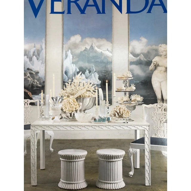 Hollywood Regency Hollywood Regency Style White Faux Bamboo Stools or Tables - a Pair For Sale - Image 3 of 8