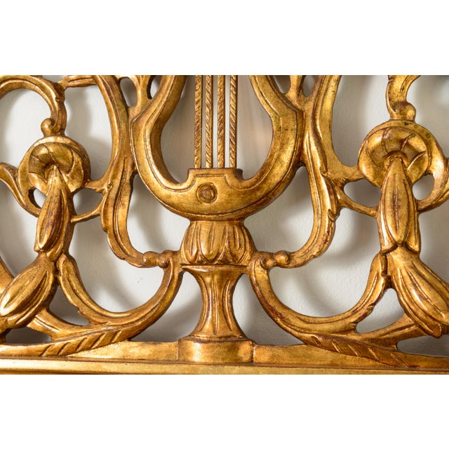French Italian Carved Wood Wall Mantel Gilt Mirror For Sale - Image 3 of 10
