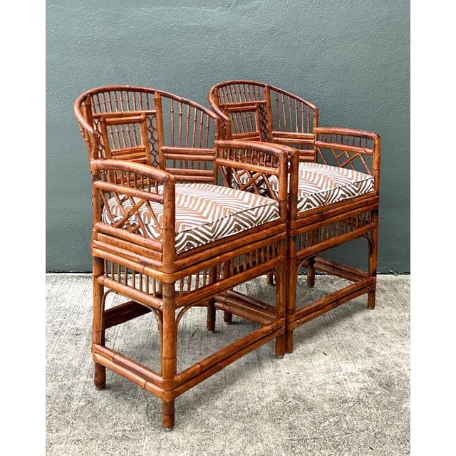 Contemporary Vintage Brighton Pavillion Rattan Chairs in Alan Campbell “Zigzag” for Quadrille For Sale - Image 3 of 12