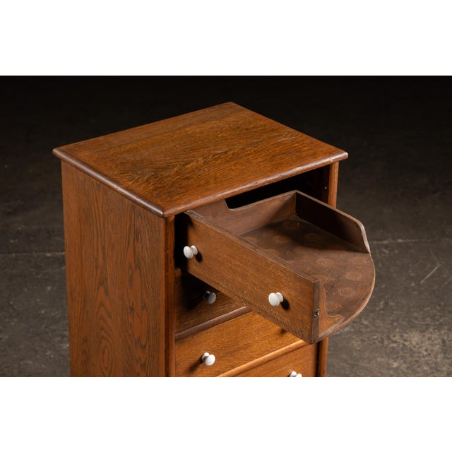 Wood Vintage Oak Six-Drawer Swing-Out Cabinet For Sale - Image 7 of 10