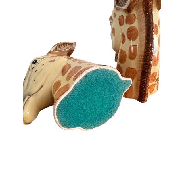Vintage Fitz and Floyd Ceramic Giraffe Head Bookends/ Decor- A Pair For Sale - Image 10 of 10