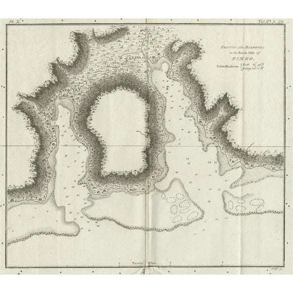 Antique Plan of the Harbour of Taloo by Cook, 1781 | Chairish