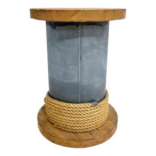 Vintage Industrial Rope Coil Side Table For Sale