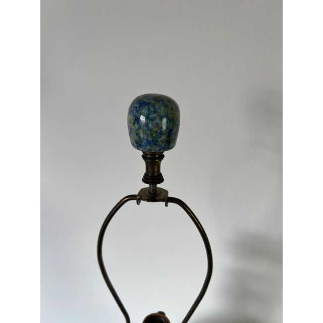 Metal Vintage Hand - Painted Porcelain Table Lamp For Sale - Image 7 of 13