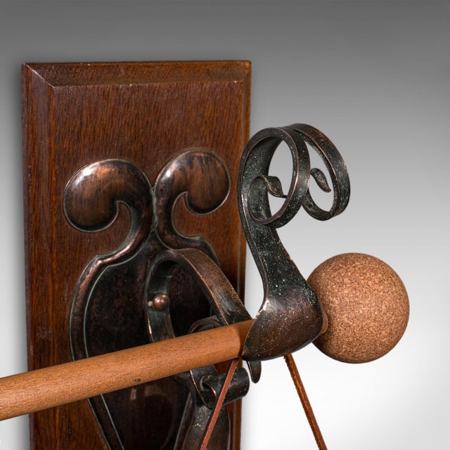 Wood Antique Wall Gong, English, Oak, Bronze, Dinner Chime, Art Nouveau, Victorian For Sale - Image 7 of 10