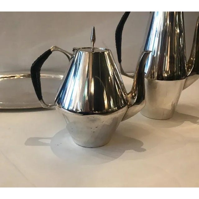 1950s 1950s Sterling Tea Service Designed by Gio Ponti for Reed and Barton - Set of 5 For Sale - Image 5 of 13