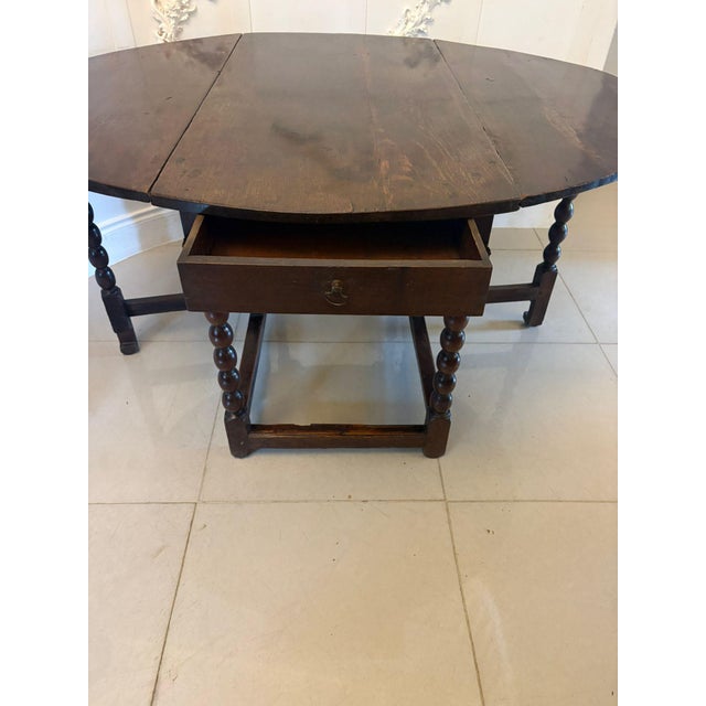 Antique Oak Gateleg 6-Seater Dining Table with Bobbin Turned Legs, 1680 For Sale - Image 6 of 14